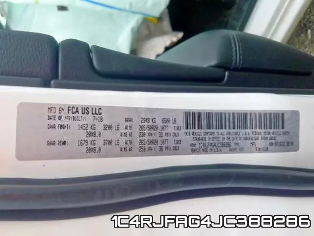1C4RJFAG4JC388286 фото 2