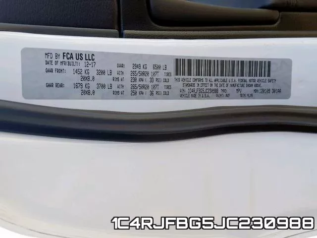 1C4RJFBG5JC230988 фото 2