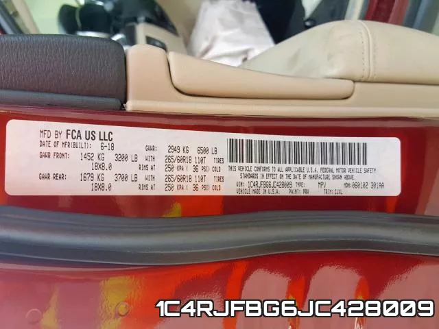 1C4RJFBG6JC428009 фото 2