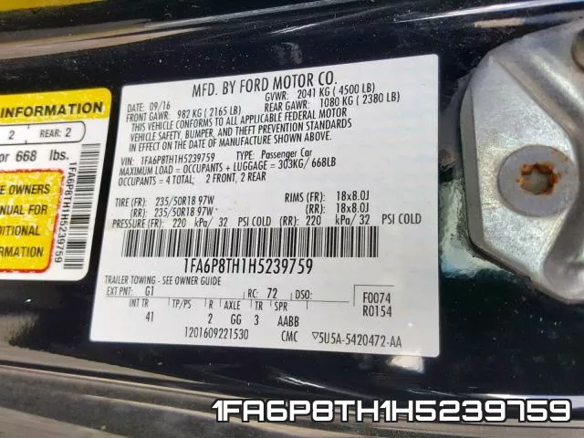 1FA6P8TH1H5239759 фото 2