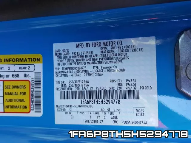 1FA6P8TH5H5294778 фото 2