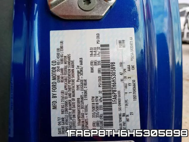 1FA6P8TH6H5305898 фото 2