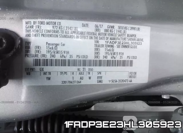 1FADP3E23HL305923 фото 9