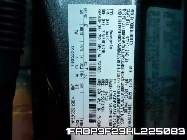 1FADP3F23HL225083 фото 2