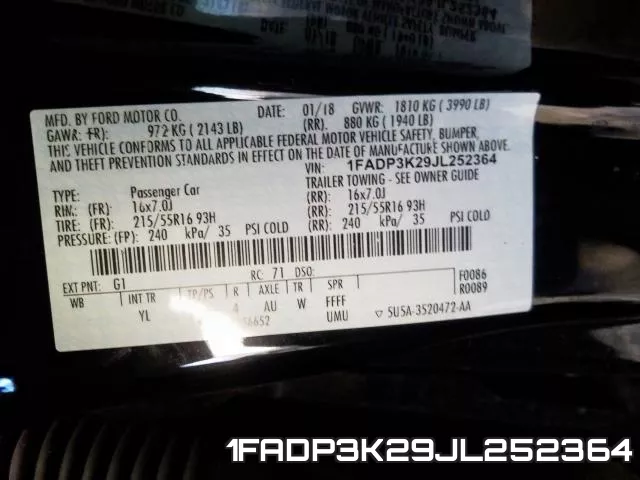 1FADP3K29JL252364 фото 2