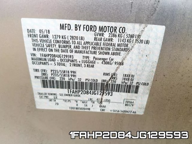 1FAHP2D84JG129593 фото 2