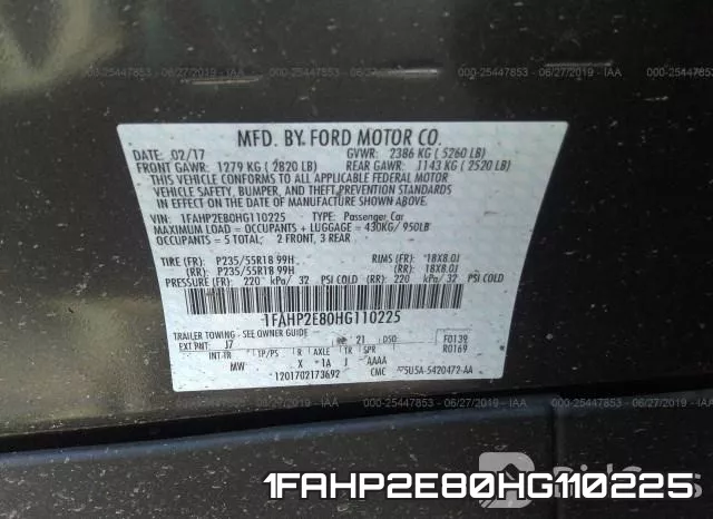 1FAHP2E80HG110225 фото 10