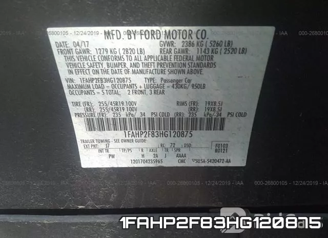 1FAHP2F83HG120875 фото 10
