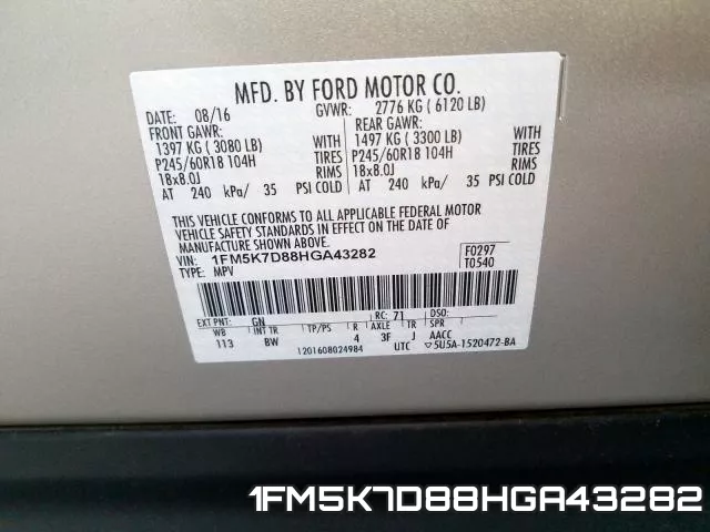 1FM5K7D88HGA43282 фото 2