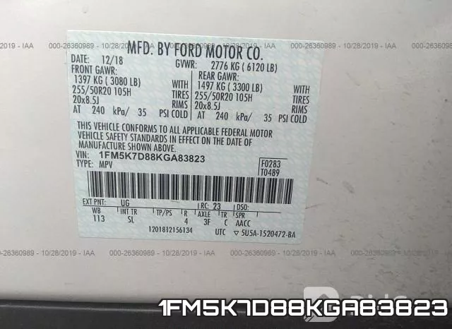 1FM5K7D88KGA83823 фото 10