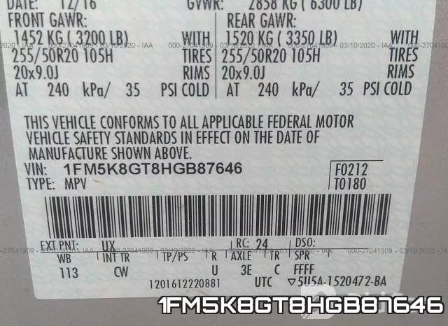 1FM5K8GT8HGB87646 фото 10