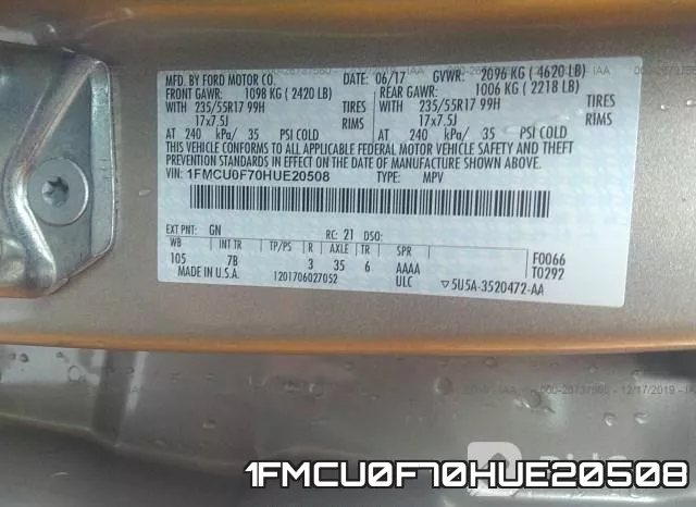 1FMCU0F70HUE20508 фото 10