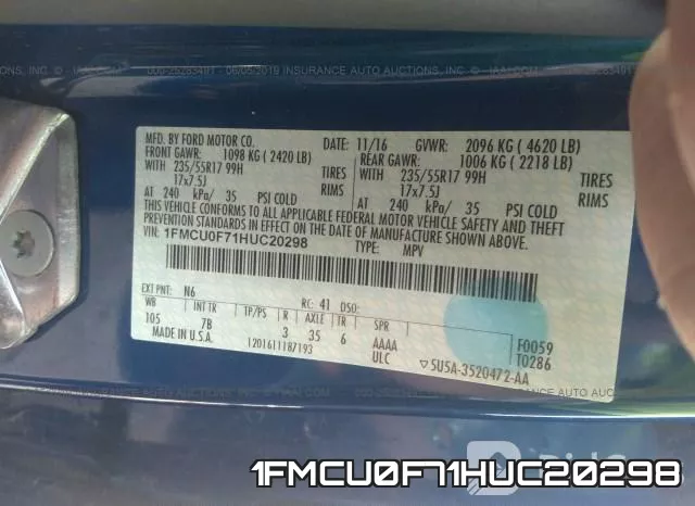 1FMCU0F71HUC20298 фото 10