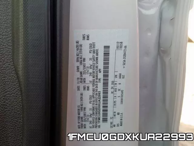 1FMCU0GDXKUA22993 фото 2