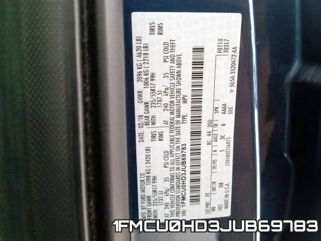 1FMCU0HD3JUB69783 фото 2