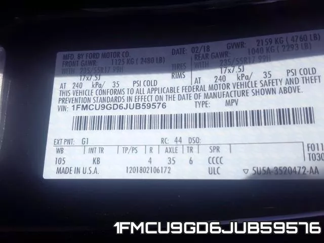 1FMCU9GD6JUB59576 фото 2