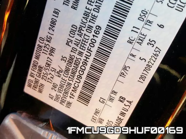 1FMCU9GD9HUF00169 фото 2