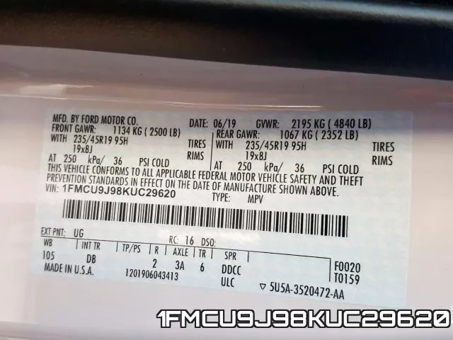 1FMCU9J98KUC29620 фото 2