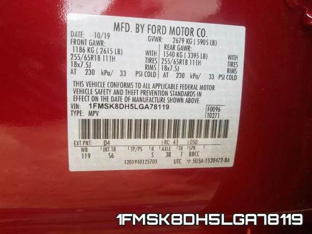 1FMSK8DH5LGA78119 фото 2
