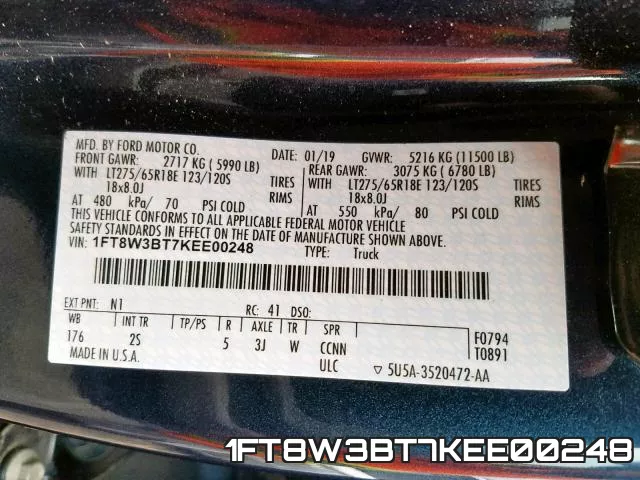 1FT8W3BT7KEE00248 фото 2