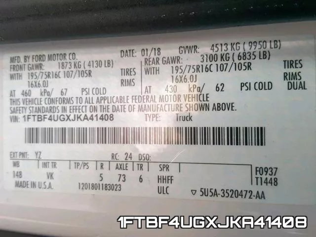 1FTBF4UGXJKA41408 фото 2