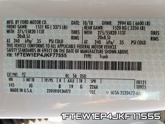 1FTEW1EP4JKF77555 фото 2