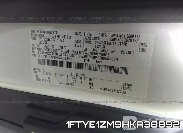 1FTYE1ZM9HKA38892 фото 10