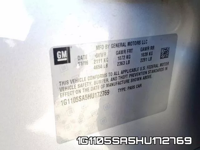 1G1105SA5HU172769 фото 2