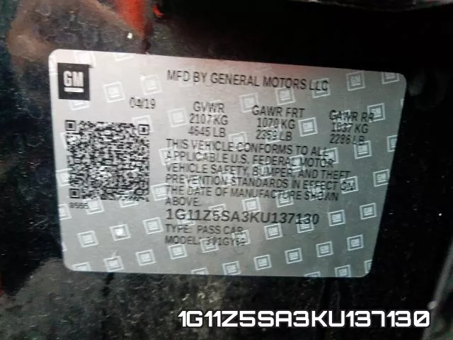 1G11Z5SA3KU137130 фото 2