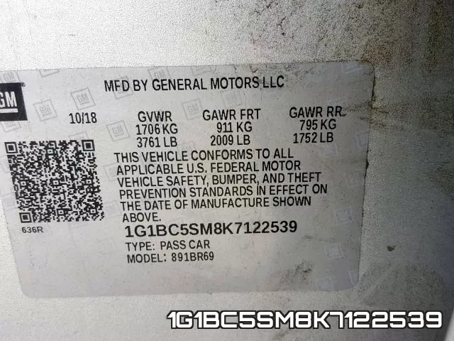 1G1BC5SM8K7122539 фото 2