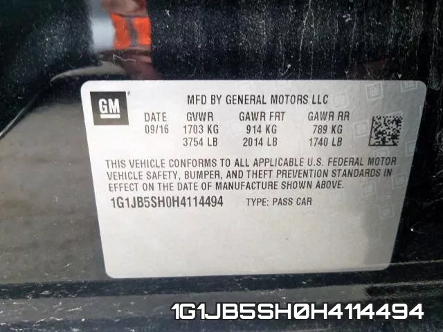 1G1JB5SH0H4114494 фото 2