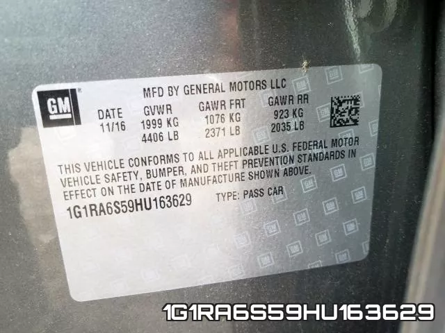1G1RA6S59HU163629 фото 2