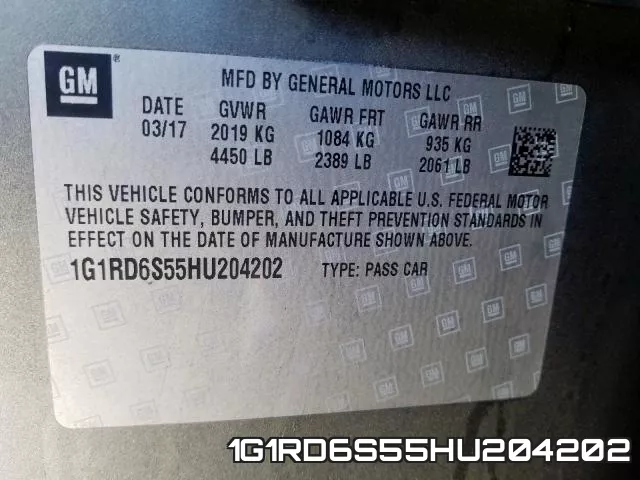 1G1RD6S55HU204202 фото 2