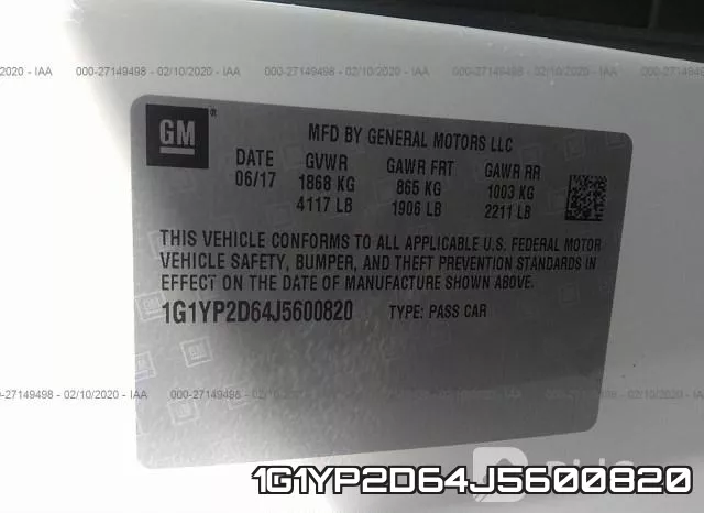 1G1YP2D64J5600820 фото 10