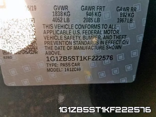 1G1ZB5ST1KF222576 фото 2