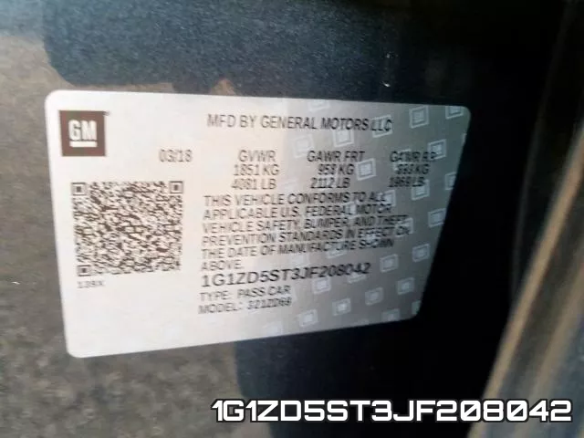 1G1ZD5ST3JF208042 фото 2