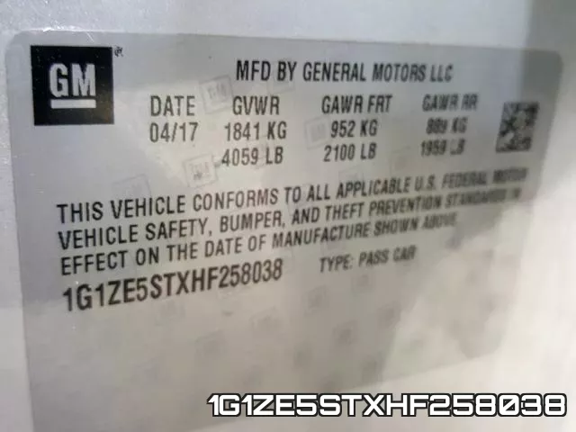 1G1ZE5STXHF258038 фото 2