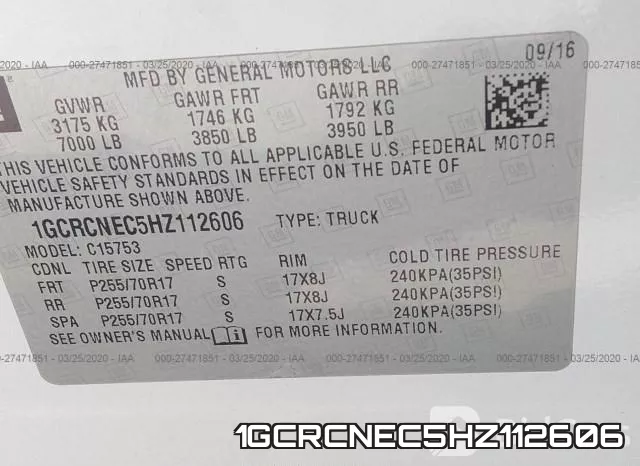 1GCRCNEC5HZ112606 фото 10