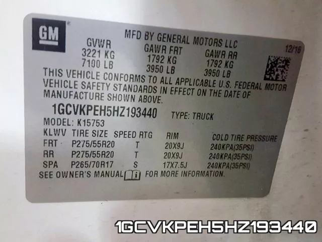 1GCVKPEH5HZ193440 фото 2