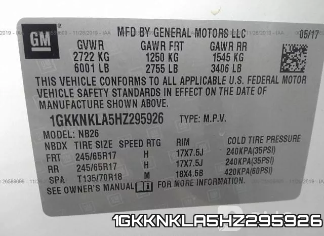 1GKKNKLA5HZ295926 фото 10