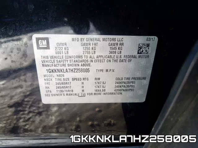 1GKKNKLA7HZ258005 фото 2
