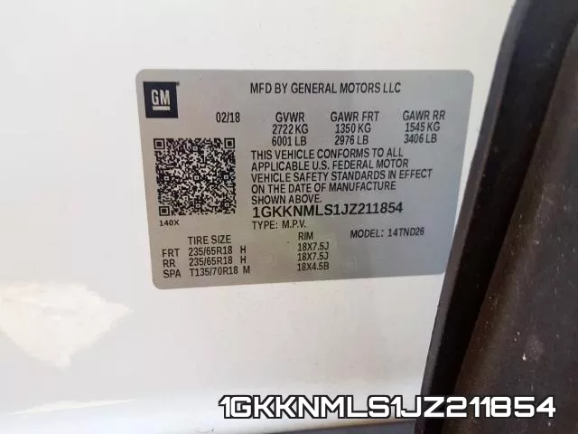 1GKKNMLS1JZ211854 фото 2