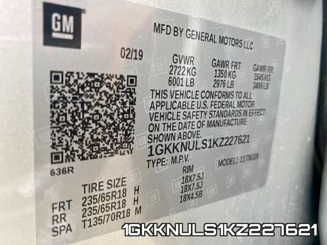 1GKKNULS1KZ227621 фото 2