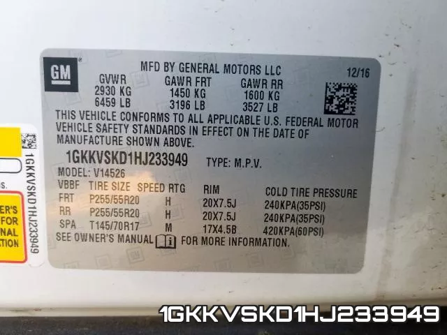 1GKKVSKD1HJ233949 фото 2