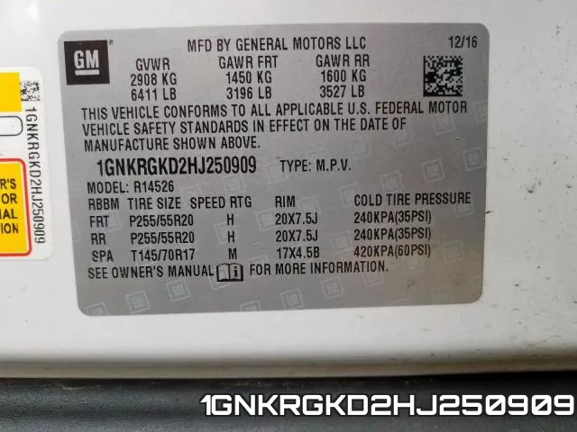 1GNKRGKD2HJ250909 фото 2