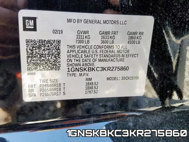 1GNSKBKC3KR275860 фото 2