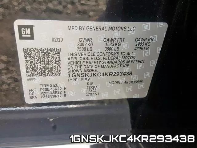 1GNSKJKC4KR293438 фото 2