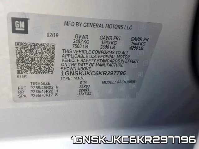 1GNSKJKC6KR297796 фото 2