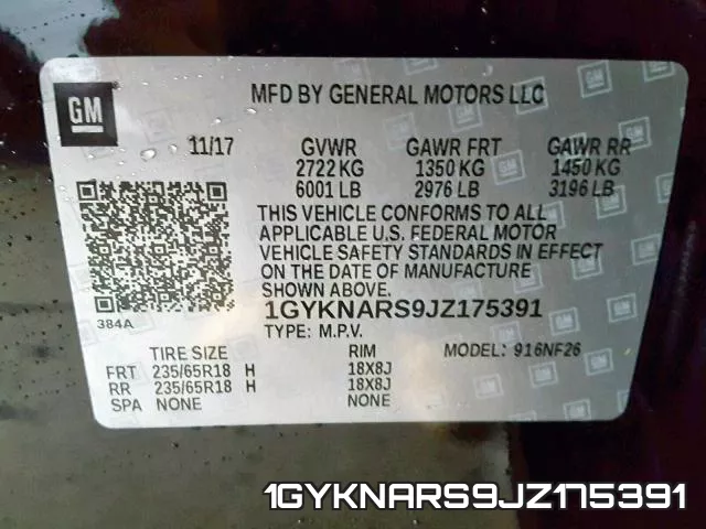1GYKNARS9JZ175391 фото 2