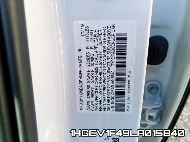 1HGCV1F49LA015840 фото 2